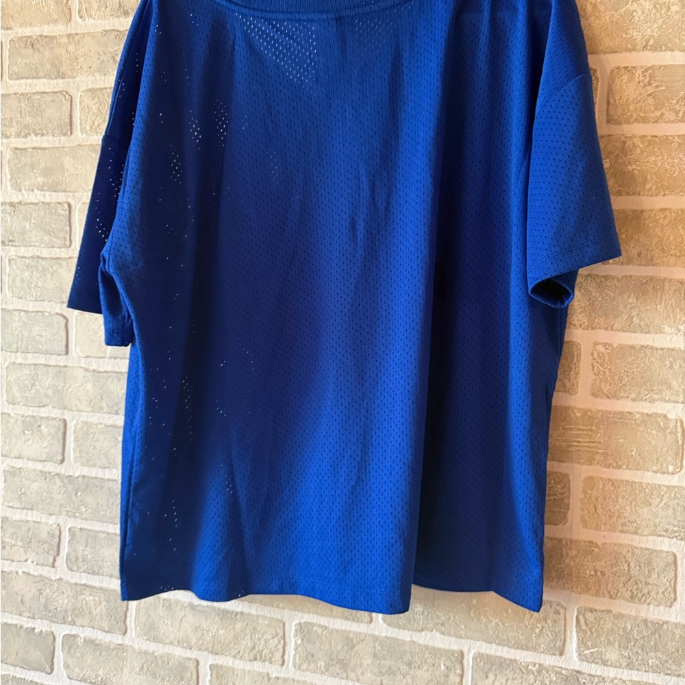 Wild Fable Blue Mesh V-Neck Top - Picture 5 of 5